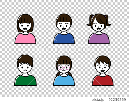 6 men and women (upper body) smile set from infants to lower grades of elementary school 92259269