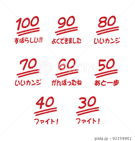 点数 スタンプイラストセット (学校・塾・先生向け）/ 100点から30点 92259901