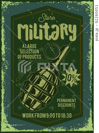 Advertising poster design with illustration of a bomb on background. 92260051