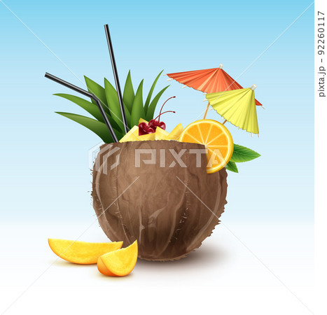 Vector Coconut cocktail 92260117