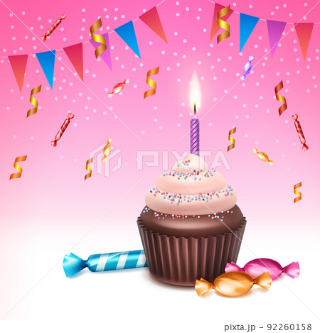 Cupcake with candle Cupcake with candle 92260158