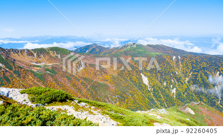 秋の木曽駒ヶ岳トレッキング(伊那前岳山頂から将棊頭山方面の眺め) 秋の木曽駒ヶ岳トレッキング(伊那前岳山頂から将棊頭山方面の眺め) 92260405