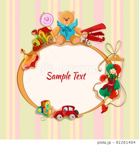 Toys colored drawn framed postcard Toys colored drawn framed postcard 92261404