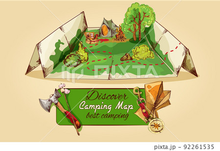 Camping Map Sketch 92261535