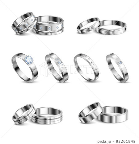 Jewelry Rings Realistic Set Jewelry Rings Realistic Set 92261948