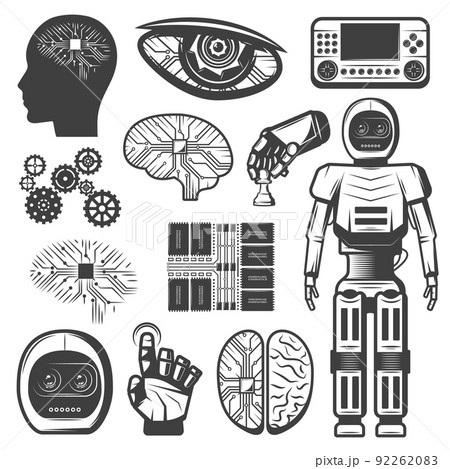 Vintage Artificial Intelligence Icons Set Vintage Artificial Intelligence Icons Set 92262083