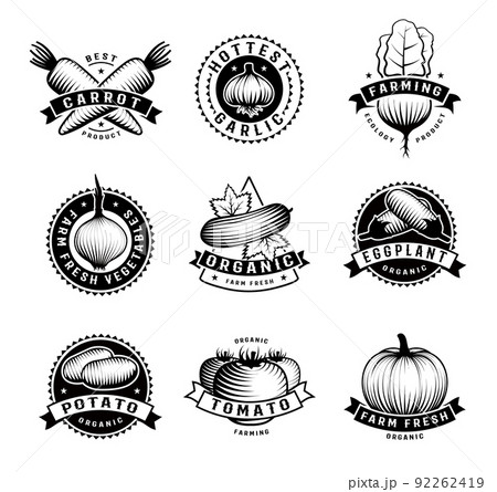 Vegetable Emblems Isolated Set 92262419
