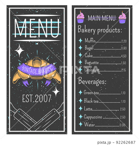 Vintage Bakery Menu Template Vintage Bakery Menu Template 92262687