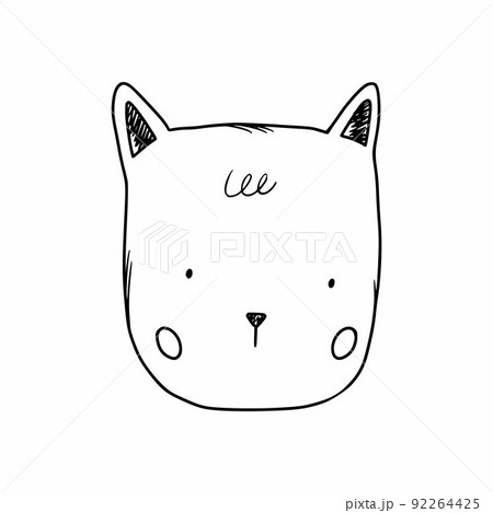 Muzzle cat doodle style. Coloring book for kids. Vector outline icon. Muzzle cat doodle style. Coloring book for kids. Vector outline icon. 92264425