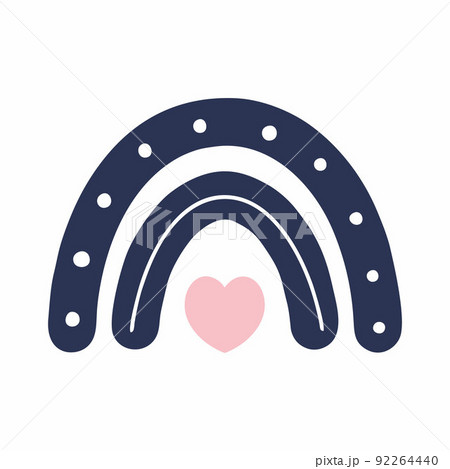 Blue rainbow in doodle style. Beautiful icon for design  children poster. Printing on T-shirt. 92264440
