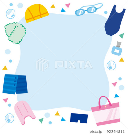 スイミングスクールや学校水泳のイラストフレーム スイミングスクールや学校水泳のイラストフレーム 92264811