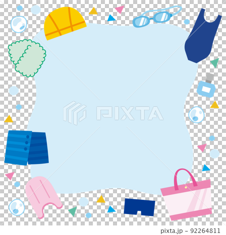 スイミングスクールや学校水泳のイラストフレーム スイミングスクールや学校水泳のイラストフレーム 92264811