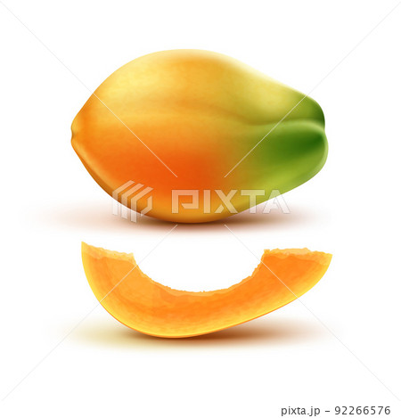Whole and slised papaya 92266576