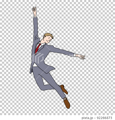 ミュージカル風に踊るビジネスマンのイラスト 白背景 ベクター 切り抜き のイラスト素材