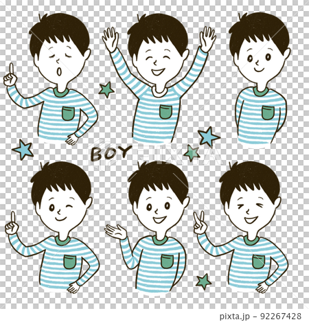 Illustration of a boy on the upper body with different facial expressions Illustration of a boy on the upper body with different facial expressions 92267428