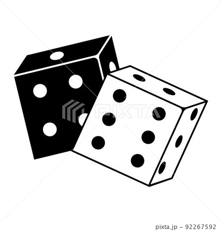 Dice, cubes, vector illustration outline icon isolated on white background Dice, cubes, vector illustration outline icon isolated on white background 92267592