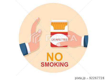 Stop Smoking or No Cigarettes for Fight Against Unhealthy Smoker Habit, Medical and as an Early Warning in Flat Cartoon Illustration 92267728