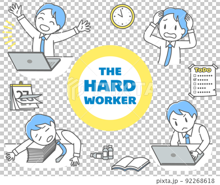 厳しい締め切りに間に合うよう頑張るサラリーマン4態 92268618