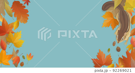 秋の背景イラスト 落ち葉とリス 秋の背景イラスト 落ち葉とリス 92269021