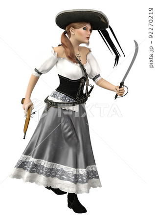 3D Pirate girl with gun and sword 3D Pirate girl with gun and sword 92270219