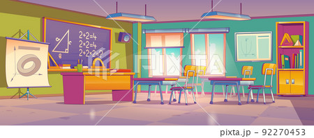 Mathematics classroom interior, school class room 92270453