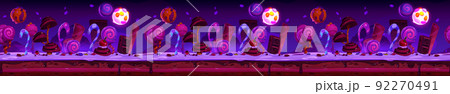 Candy planet night landscape cartoon game platform 92270491