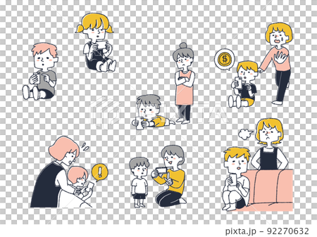 A set of things that happen when a small child has a smartphone 92270632