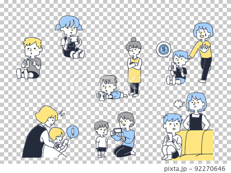 A set of things that happen when a small child has a smartphone 92270646