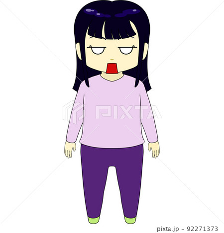 ちびキャラのイラスト 女性 正面 のイラスト素材
