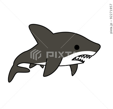 シンプルで可愛いサメのクリップアート　イラスト　ベクター　白背景 92271957