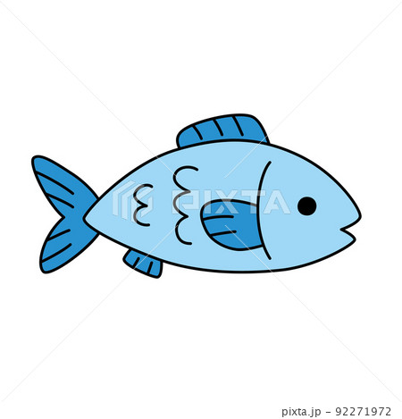 Simple and cute fish clip art illustration - Stock Illustration