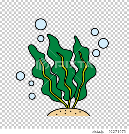Simple and cute seaweed clip art illustration vector white background 92271973