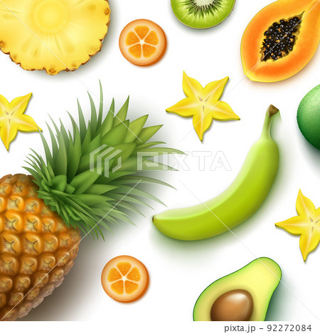 Tropical fruits background 92272084
