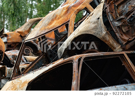 Dump of war-destroyed cars in Ukraine Dump of war-destroyed cars in Ukraine 92272105
