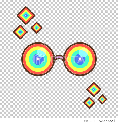 レインボーカラーに光る丸眼鏡 92272221