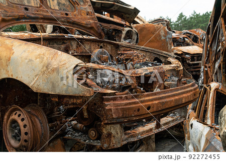 Dump of war-destroyed cars in Ukraine Dump of war-destroyed cars in Ukraine 92272455