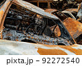 Consequences of the war in Ukraine - destroyed cars in Irpin, Bucha district. 92272540