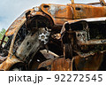 Shot and burned cars during the war in Ukraine 92272545