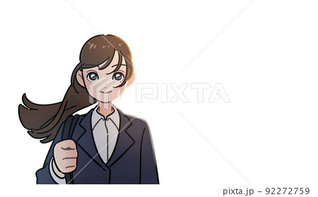 前を見据える就活スーツの女性のイラスト 前を見据える就活スーツの女性のイラスト 92272759