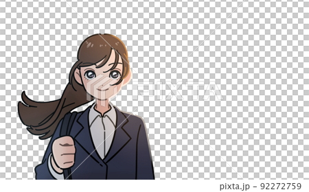前を見据える就活スーツの女性のイラスト 前を見据える就活スーツの女性のイラスト 92272759