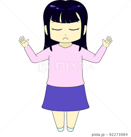 ちびキャラのイラスト（女性・正面） 92273064