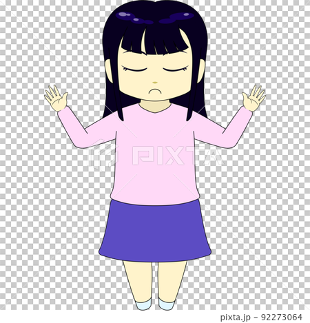 ちびキャラのイラスト（女性・正面） 92273064