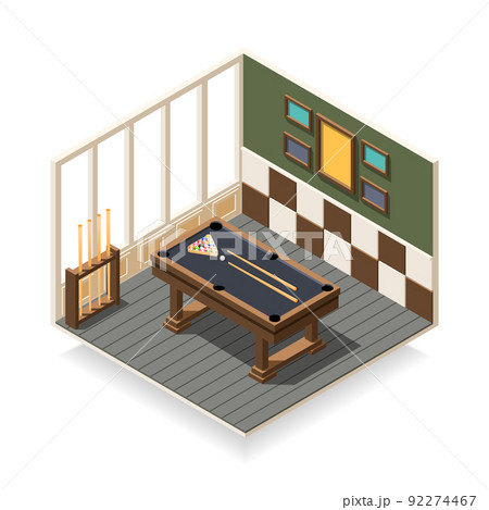 Billiard Room Isometric Composition 92274467