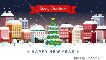 Winter Christmas Holidays City Illustration Winter Christmas Holidays City Illustration 92274736