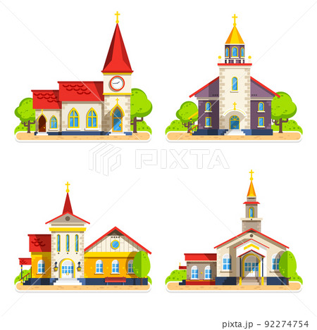 Church Flat Icons Set 92274754