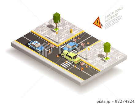 Car Accident Street Composition 92274824