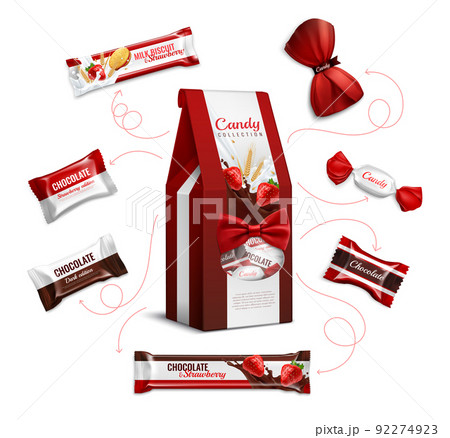 Candies Packaging Realistic Composition 92274923