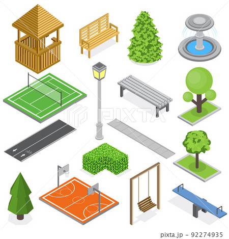 City Park Infrastructure Isometric Set 92274935