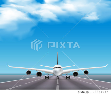Airplane On Runway Realistic Poster 92274937