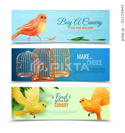 Canary And Birdcages Banners Setのイラスト素材
